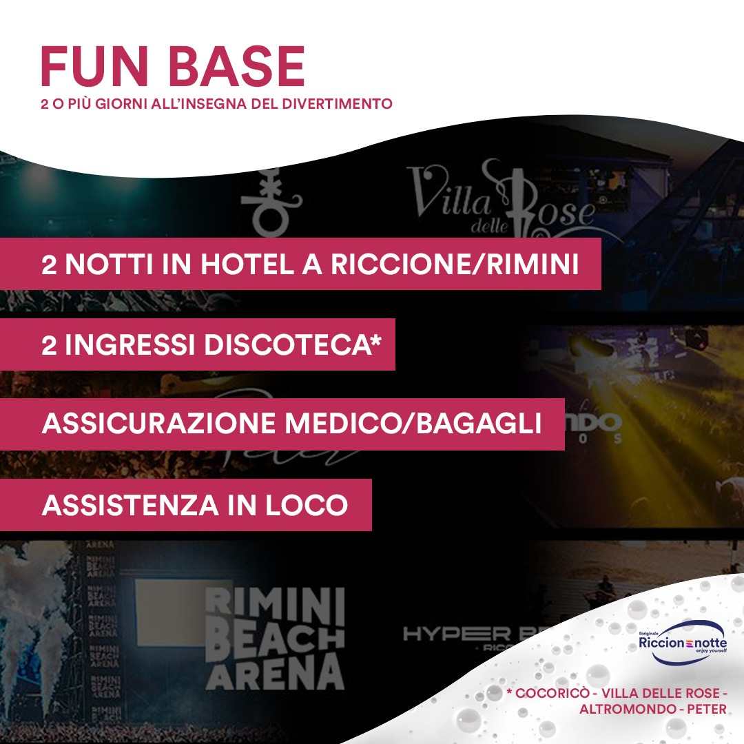 Pacchetto Fun Base Riccione Rimini – Hotel + Discoteche